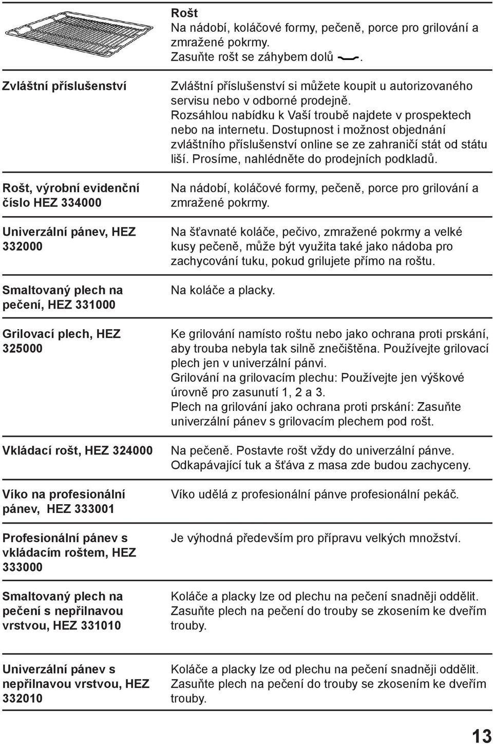 profesionální pánev, HEZ 333001 Profesionální pánev s vkládacím roštem, HEZ 333000 Smaltovaný plech na pečení s nepřilnavou vrstvou, HEZ 331010 Zvláštní příslušenství si můžete koupit u