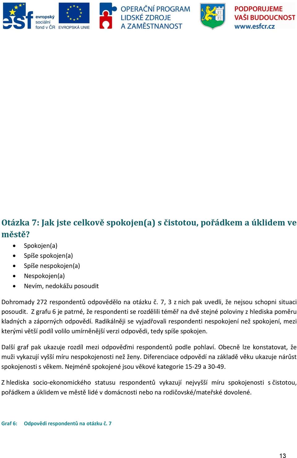 Z grafu 6 je patrné, že respondenti se rozdělili téměř na dvě stejné poloviny z hlediska poměru kladných a záporných odpovědí.