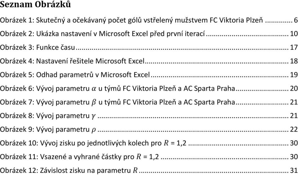 .. 19 Obrázek 6: Vývoj parametru α u týmů FC Viktoria Plzeň a AC Sparta Praha... 20 Obrázek 7: Vývoj parametru β u týmů FC Viktoria Plzeň a AC Sparta Praha.