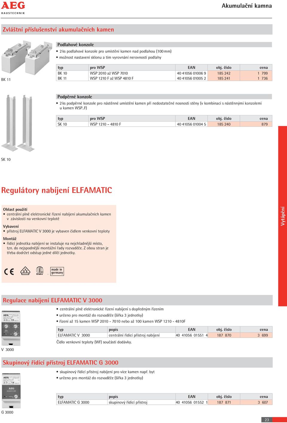 číslo cena BK 10 WSP 2010 až WSP 7010 40 41056 01006 9 185 242 1 799 BK 11 WSP 1210 F až WSP 4810 F 40 41056 01005 2 185 241 1 736 Podpěrné konzole 2 ks podpěrné konzole pro nástěnné umístění kamen