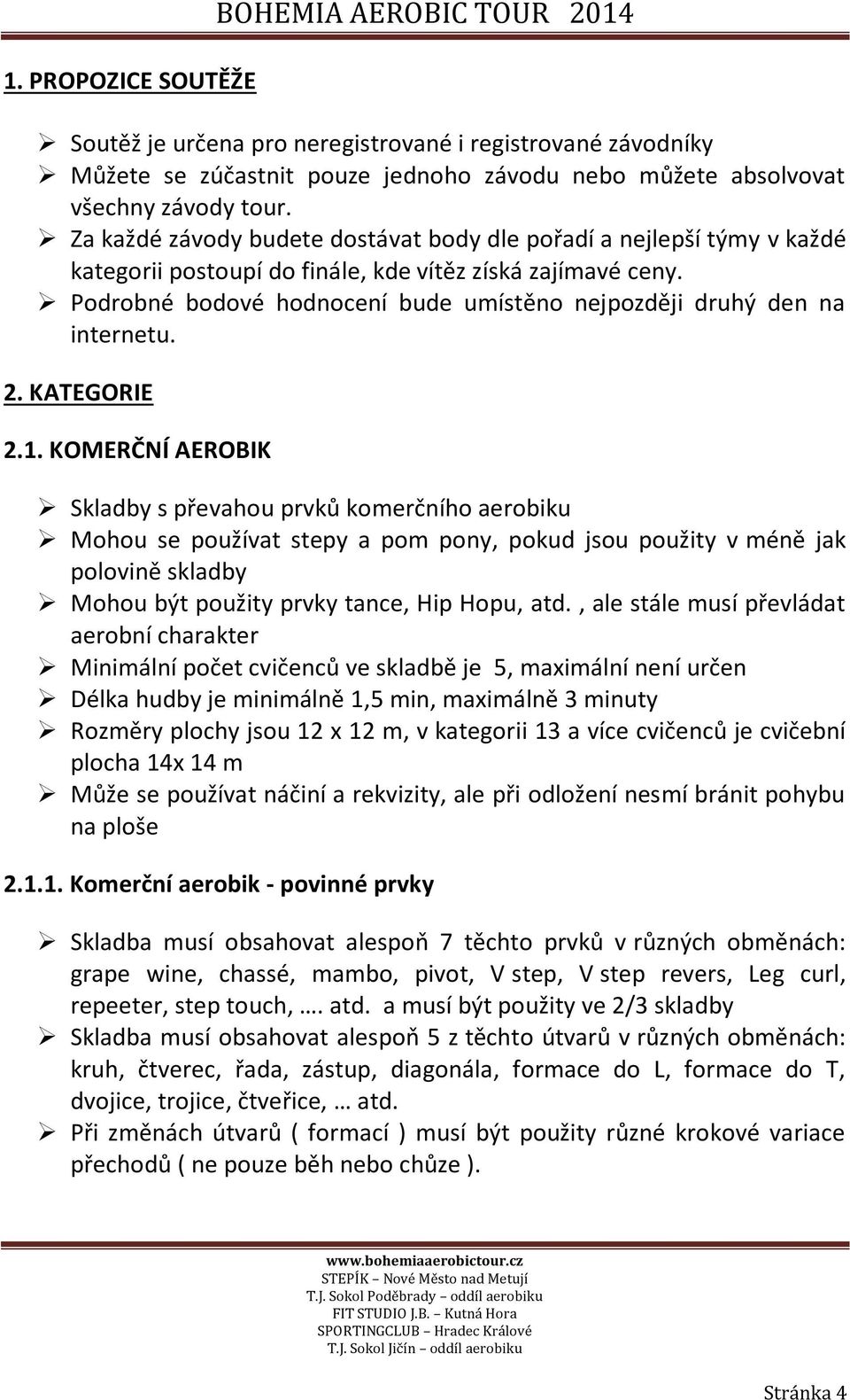 Podrobné bodové hodnocení bude umístěno nejpozději druhý den na internetu. 2. KATEGORIE 2.1.