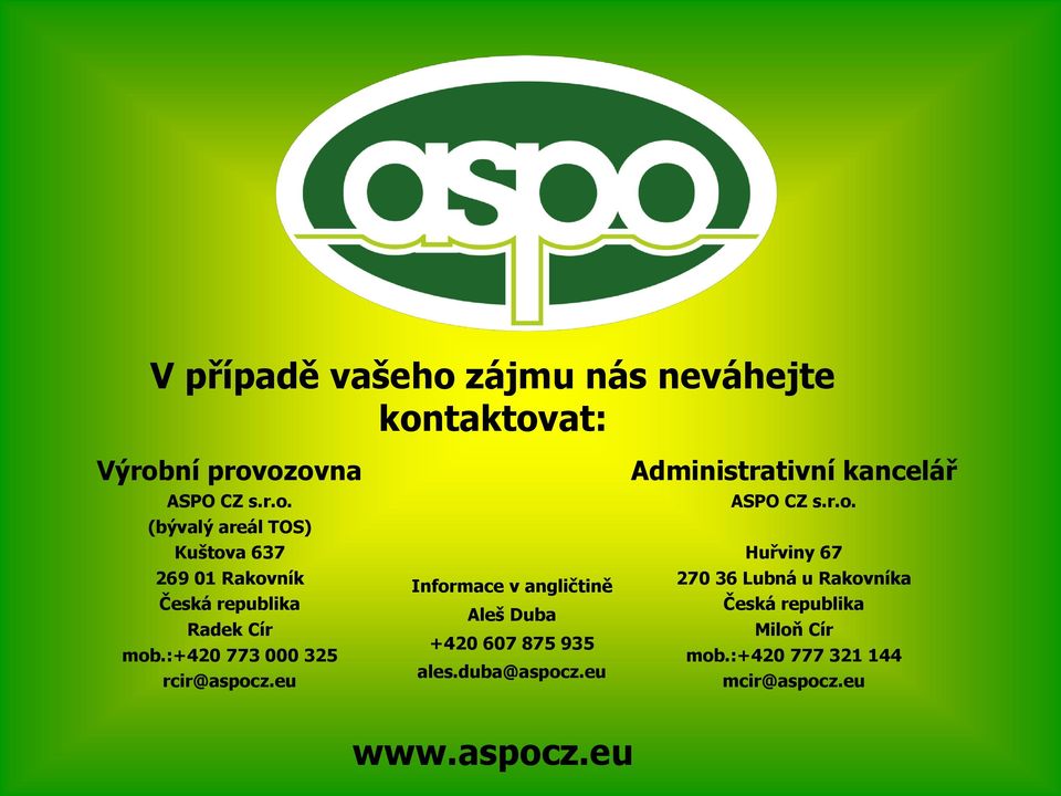 eu Administrativní kancelář ASPO CZ s.r.o.