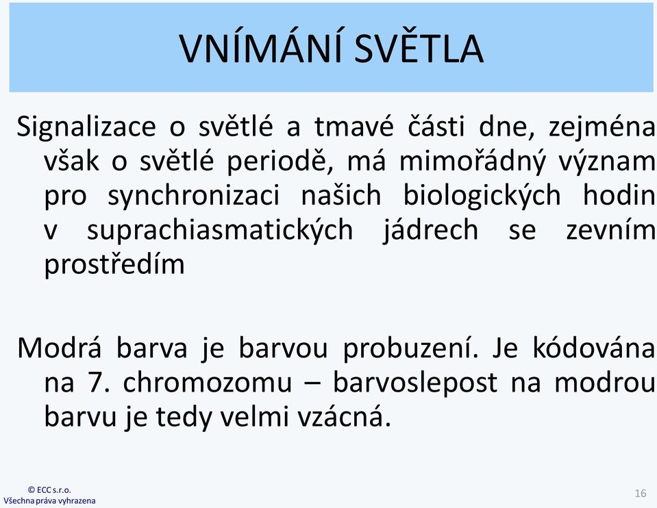 suprachiasmatických jádrech se zevním prostředím Modrá barva je barvou