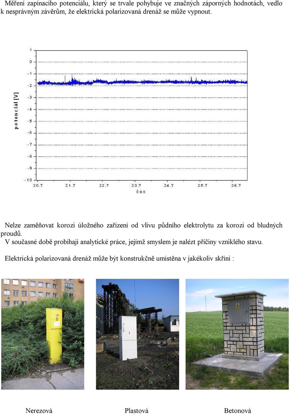 Nelze zam ovat korozi úložného za ízení od vlivu p dního elektrolytu za korozi od bludných proud.