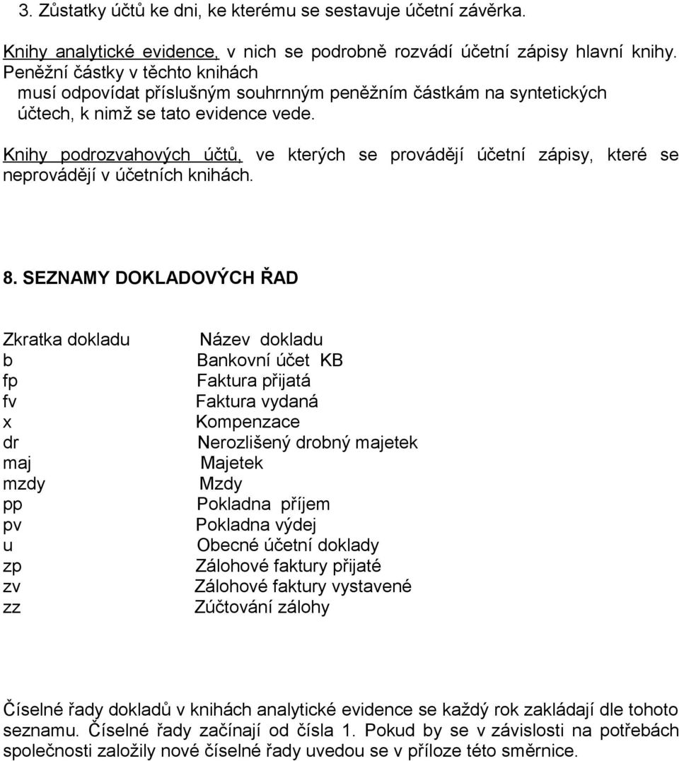 Knihy podrozvahových účtů, ve kterých se provádějí účetní zápisy, které se neprovádějí v účetních knihách. 8.