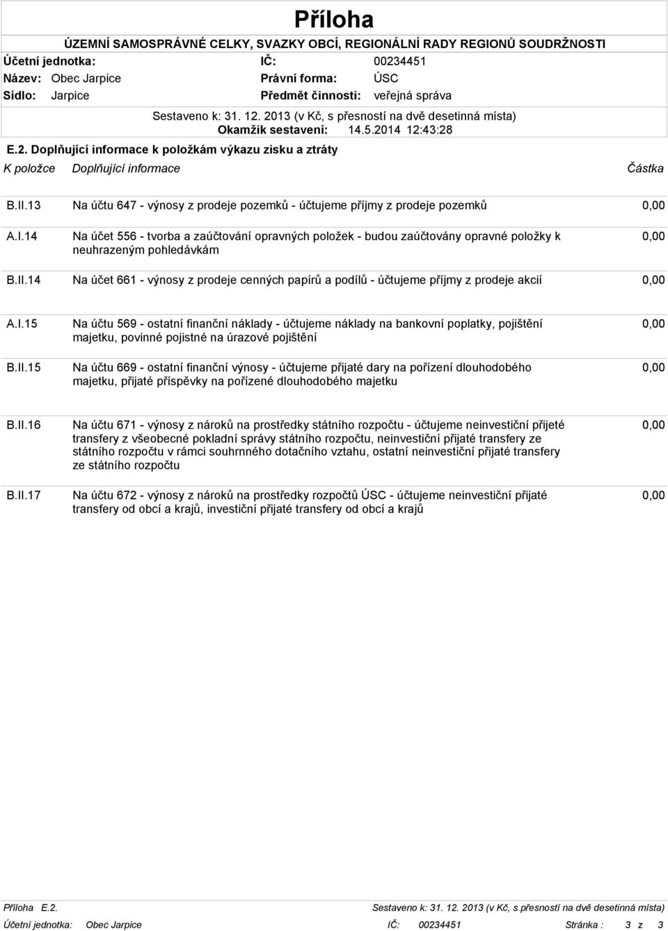 14 Na účtu 647 - výnosy z prodeje pozemků - účtujeme příjmy z prodeje pozemků Na účet 556 - tvorba a zaúčtování opravných položek - budou zaúčtovány opravné položky k neuhrazeným pohledávkám Na účet