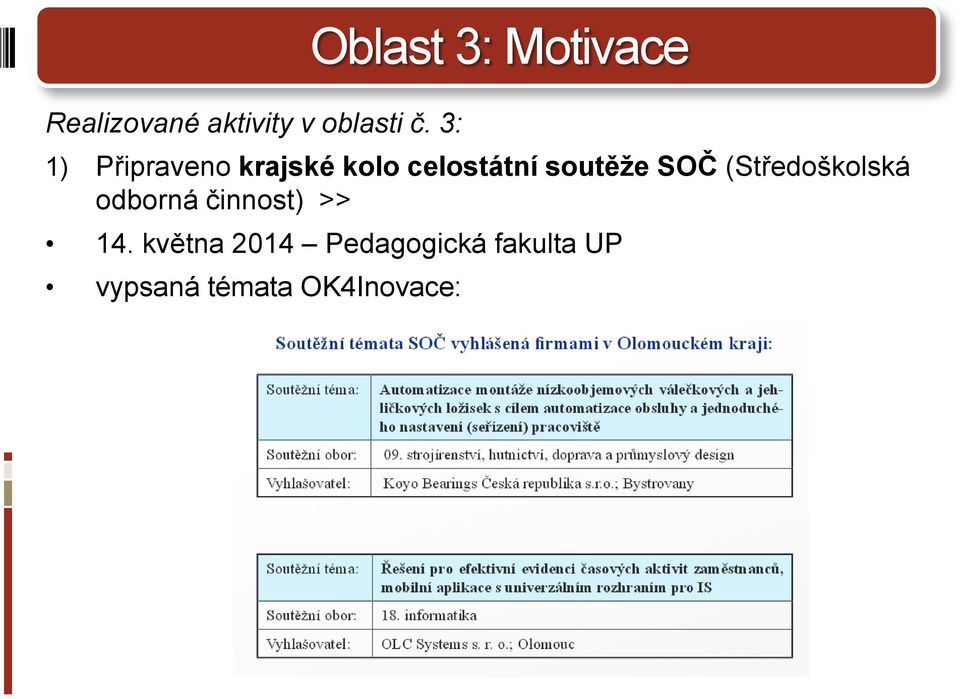 celostátní soutěže SOČ (Středoškolská odborná