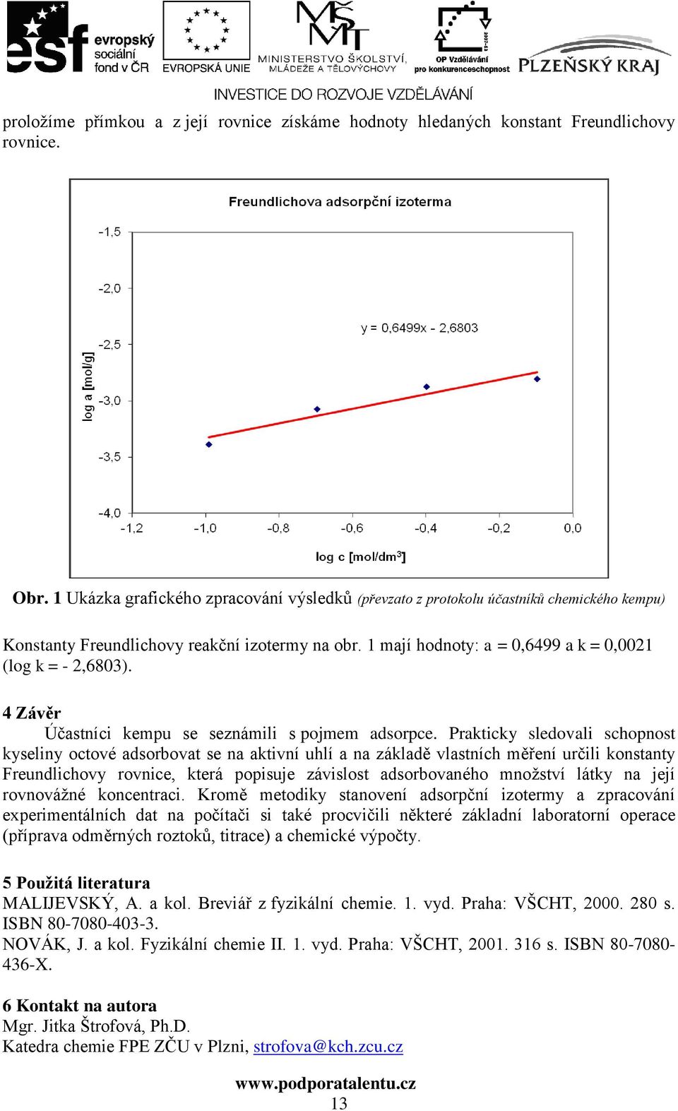 4 Závěr Účastníci kempu se seznámili s pojmem adsorpce.