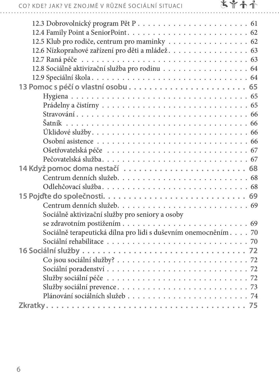 ................ 64 12.9 Speciální škola............................... 64 13 Pomoc s péčí o vlastní osobu....................... 65 Hygiena................................... 65 Prádelny a čistírny.