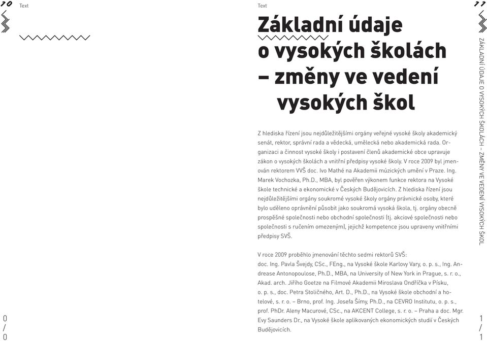 Ivo Mathé na Akademii múzických umění v Praze. Ing. Marek Vochozka, Ph.D., MBA, byl pověřen výkonem funkce rektora na Vysoké škole technické a ekonomické v Českých Budějovicích.