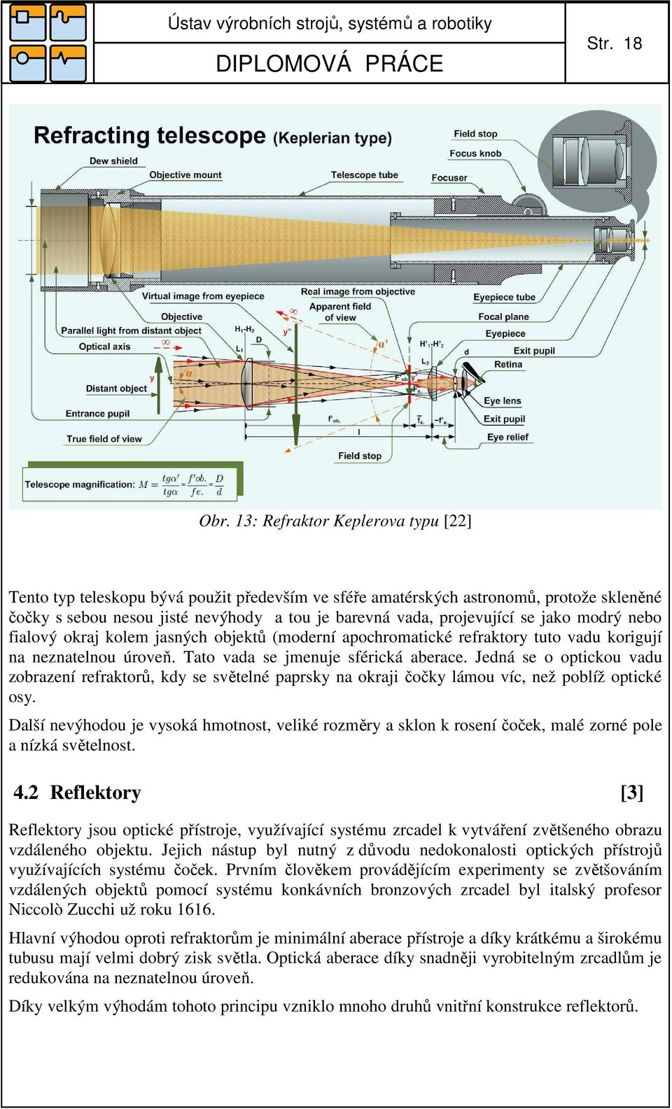 jako modrý nebo fialový okraj kolem jasných objektů (moderní apochromatické refraktory tuto vadu korigují na neznatelnou úroveň. Tato vada se jmenuje sférická aberace.