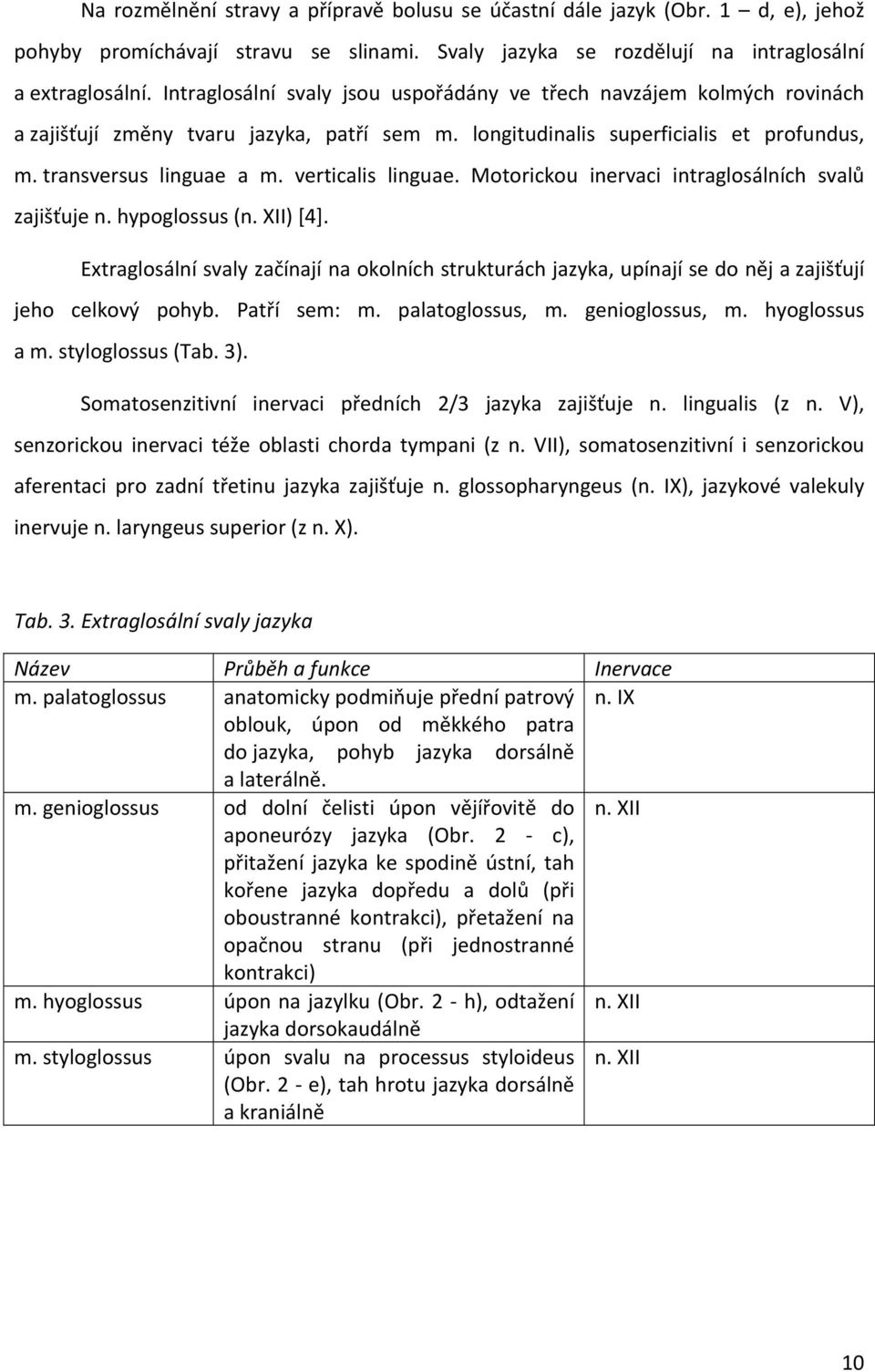 verticalis linguae. Motorickou inervaci intraglosálních svalů zajišťuje n. hypoglossus (n. XII) [4].