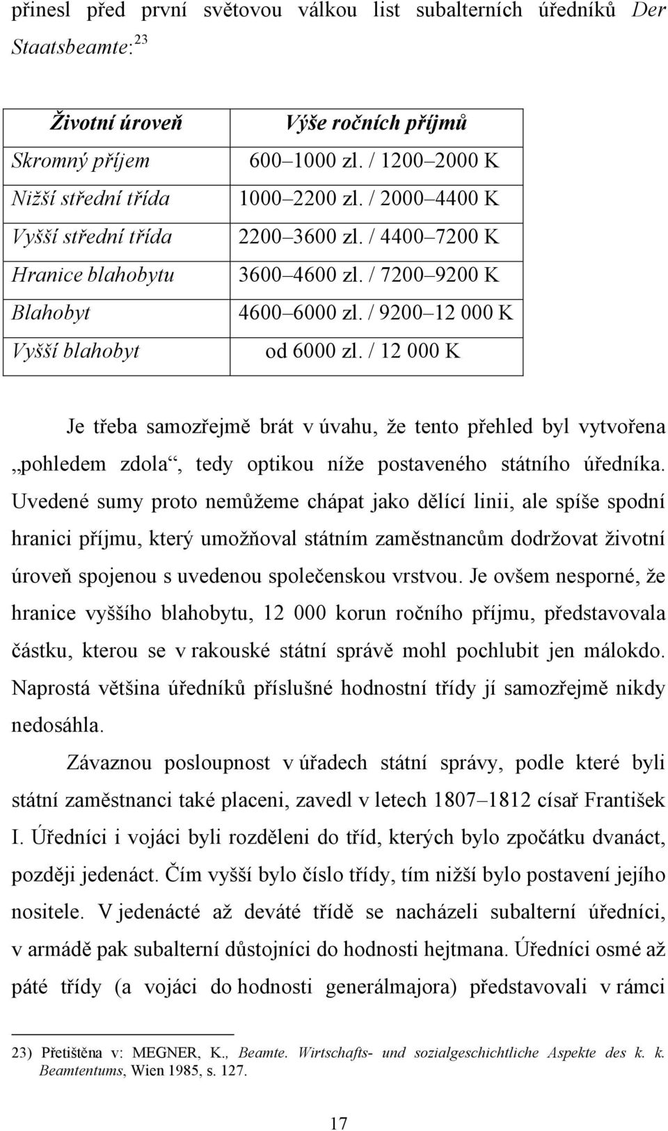 / 12 000 K Je třeba samozřejmě brát v úvahu, že tento přehled byl vytvořena pohledem zdola, tedy optikou níže postaveného státního úředníka.