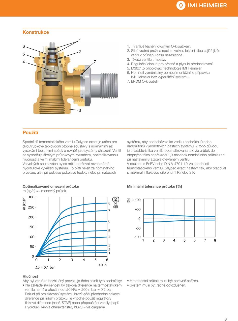 EPDM O-kroužek Použití Spodní díl termostatického ventilu Calypso exact je určen pro dvoutrubkové teplovodní otopné soustavy s normálními až vysokými teplotními spády a rovněž pro systémy chlazení.