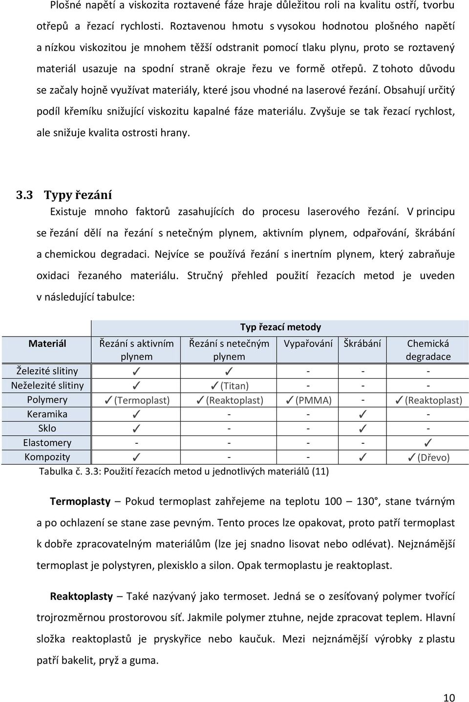 Z tohoto důvodu se začaly hojně využívat materiály, které jsou vhodné na laserové řezání. Obsahují určitý podíl křemíku snižující viskozitu kapalné fáze materiálu.