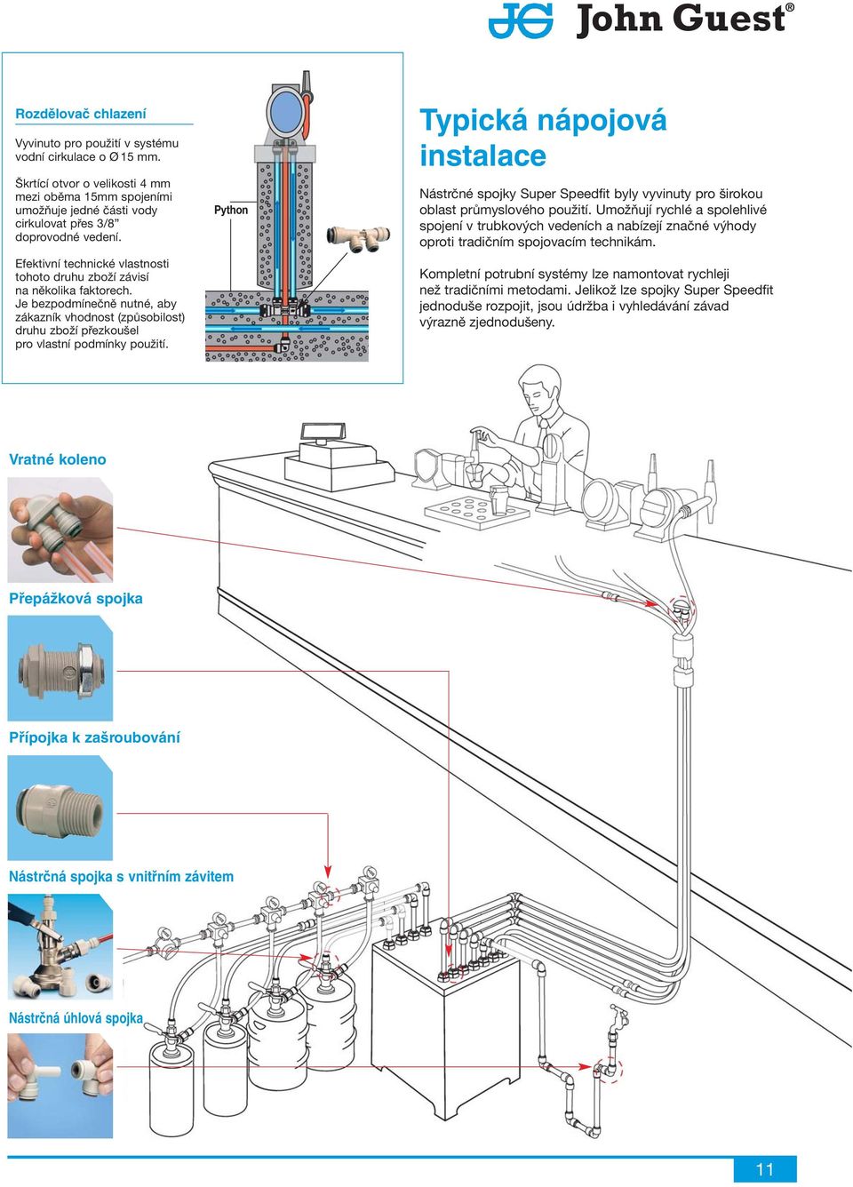 Python Typická nápojová instalace Nástrčné spojky Super Speedfit byly vyvinuty pro širokou oblast průmyslového použití.