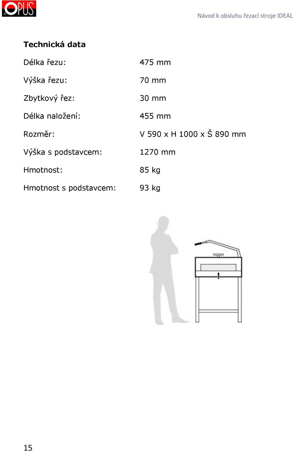 Hmotnost: Hmotnost s podstavcem: 475 mm 70 mm 30