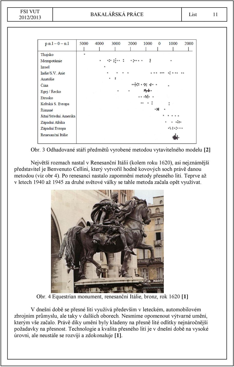 hodně kovových soch právě danou metodou (viz obr 4). Po renesanci nastalo zapomnění metody přesného lití. Teprve až v letech 1940 až 1945 za druhé světové války se tahle metoda začala opět využívat.