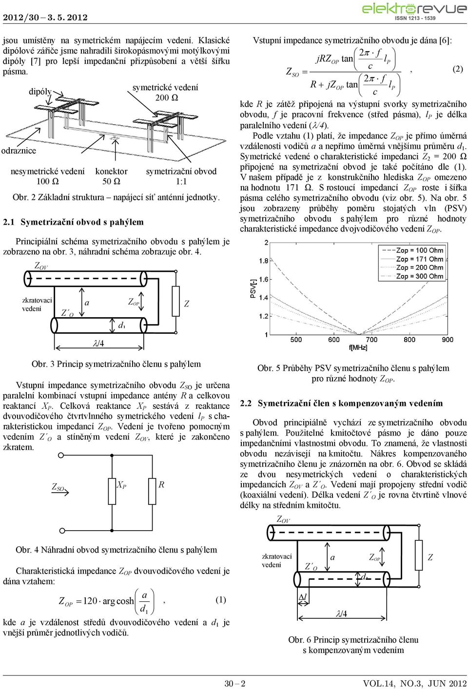 ákladní struktura napájecí síť anténní jednotky. 2.1 Symetrizační obvod s pahýlem symetrické vedení 200 Ω Principiální schéma symetrizačního obvodu s pahýlem je zobrazeno na obr.