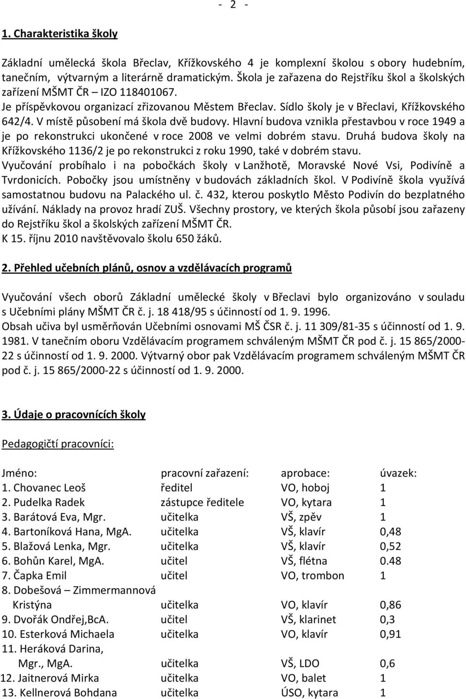 V místě působení má škola dvě budovy. Hlavní budova vznikla přestavbou v roce 1949 a je po rekonstrukci ukončené v roce 2008 ve velmi dobrém stavu.