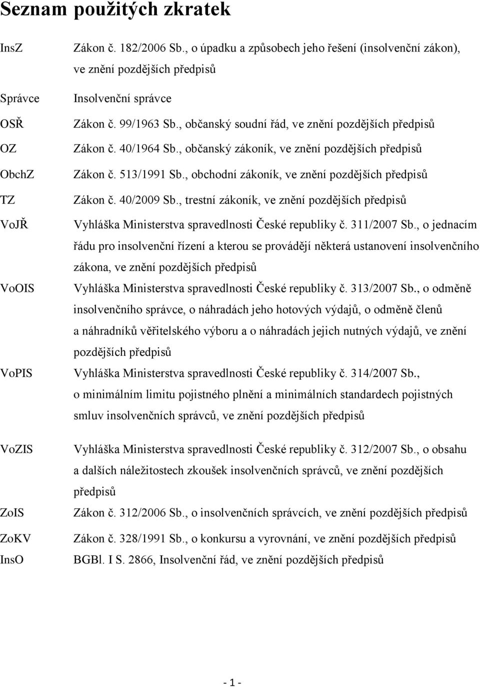 , občanský zákoník, ve znění pozdějších předpisů Zákon č. 513/1991 Sb., obchodní zákoník, ve znění pozdějších předpisů Zákon č. 40/2009 Sb.