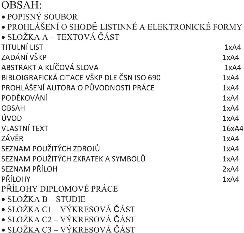 DIPLOMOVÉ PRÁCE SLOŽKA B STUDIE SLOŽKA C1