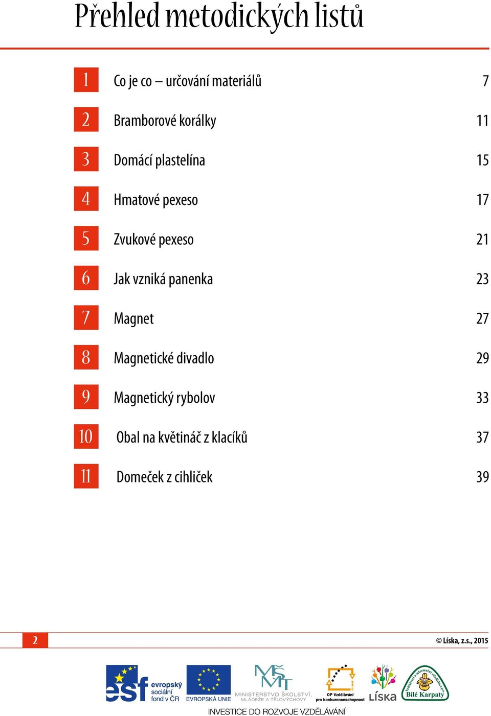 Zvukové pexeso 21 Jak vzniká panenka 23 Magnet 27 Magnetické divadlo 29