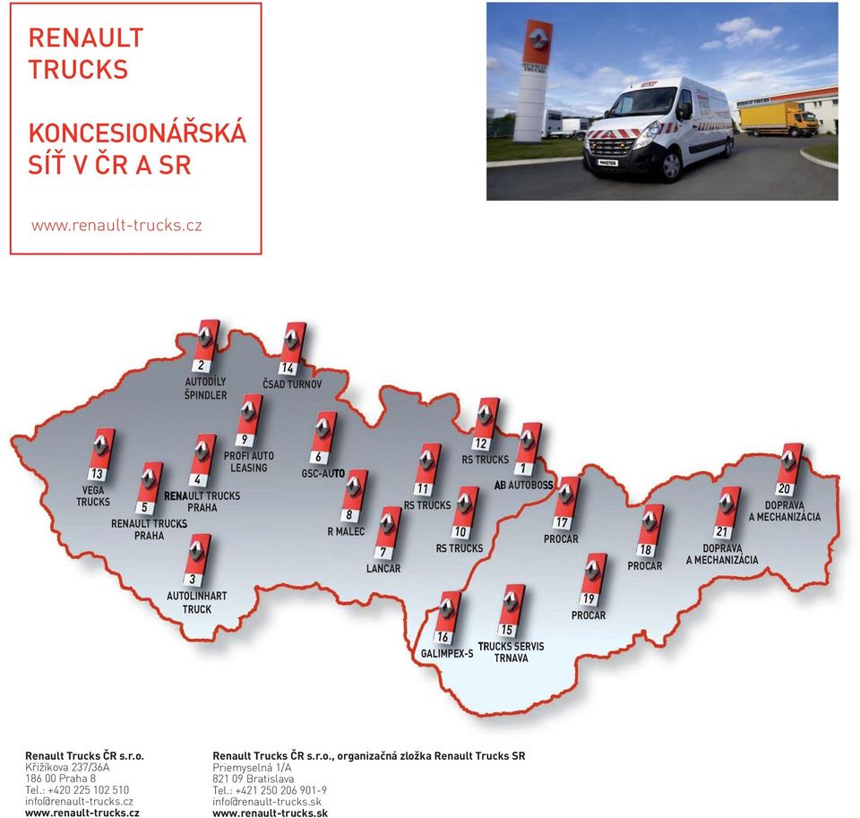 RS TRUCKS 10 RS TRUCKS 16 GALIMPEX-S 12 RS TRUCKS 1 AB AUTOBOSS 15 TRUCKS SERVIS TRNAVA 17 PROCAR 19 PROCAR 18 PROCAR 21 DOPRAVA A MECHANIZÁCIA 20 DOPRAVA A MECHANIZÁCIA