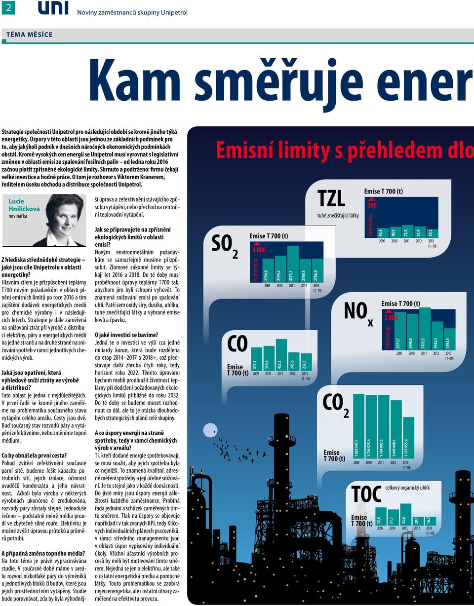 Kromě vysokých cen energií se Unipetrol musí vyrovnat s legislativní změnou v oblasti emisí ze spalování fosilních paliv od ledna roku 2016 začnou platit zpřísněné ekologické limity.