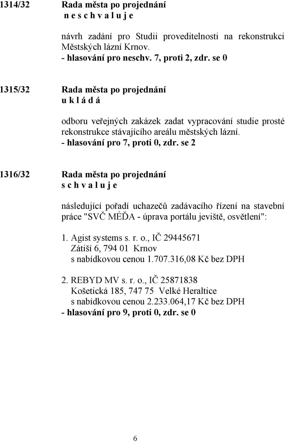 - hlasování pro 7, proti 0, zdr.