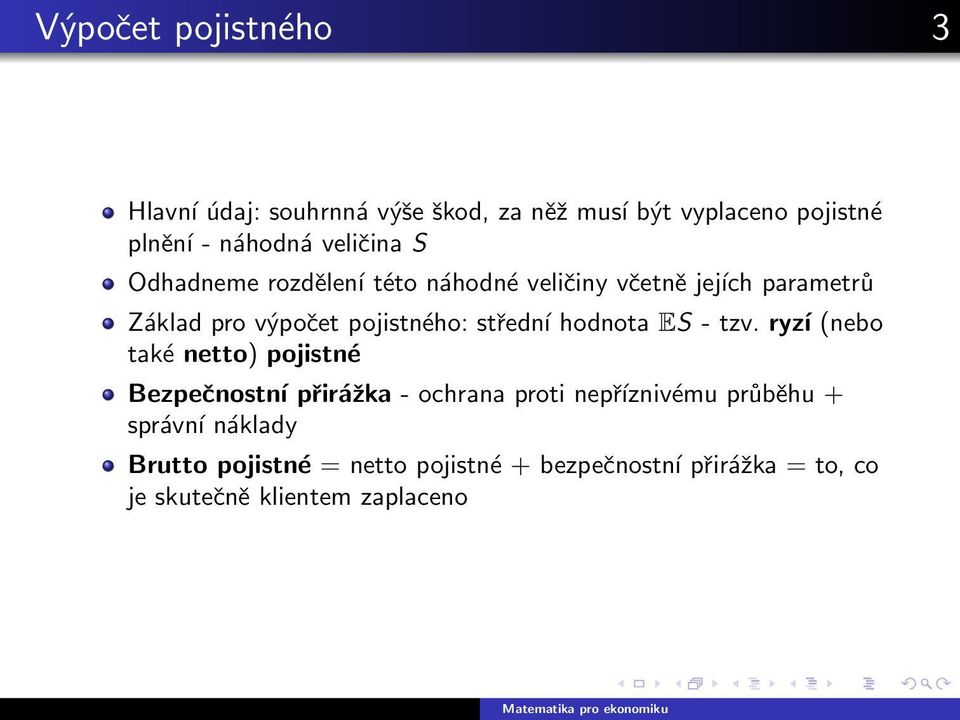 střední hodnota ES - tzv.