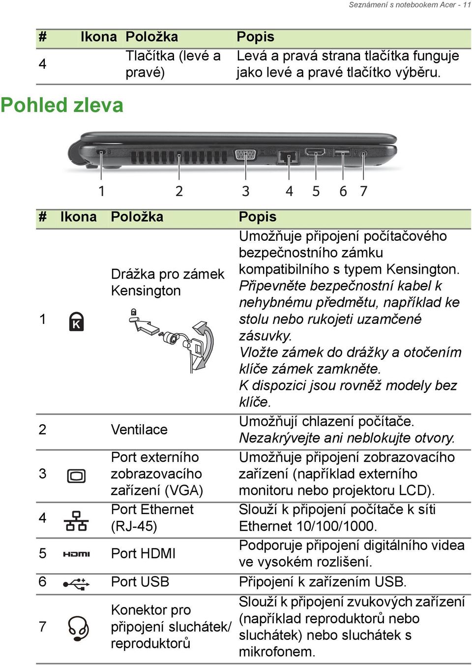 počítačového bezpečnostního zámku kompatibilního s typem Kensington. Připevněte bezpečnostní kabel k nehybnému předmětu, například ke stolu nebo rukojeti uzamčené zásuvky.