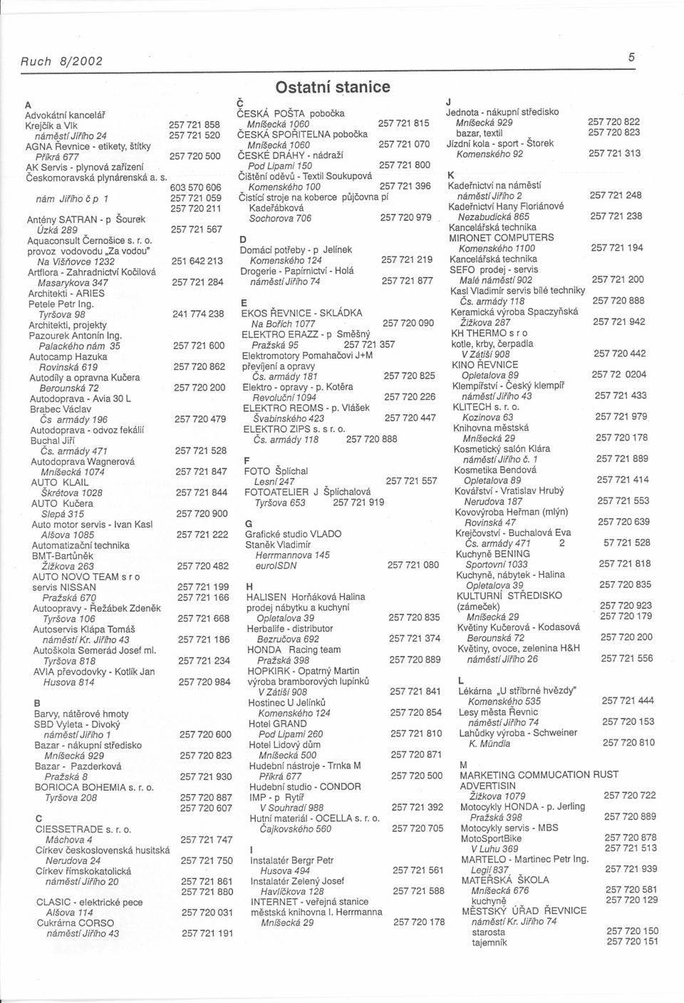 Na Višnovce 1232 Artflora -Zahradnictví Kocilová Masarykova347 Architekti -ARIES Petele Petr Ing. Tyršova 98 Architekti, projekty Pazourek Antonín Ing.