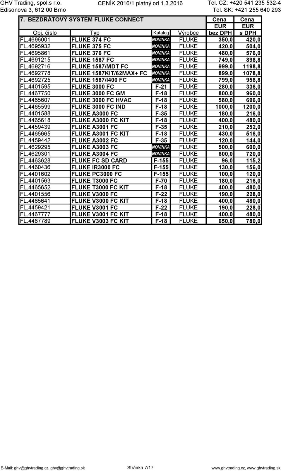 4692725 FLUKE 1587/I400 FC NOVINKA FLUKE 799,0 958,8 FL.4401595 FLUKE 3000 FC F-21 FLUKE 280,0 336,0 FL.4467750 FLUKE 3000 FC GM F-18 FLUKE 800,0 960,0 FL.