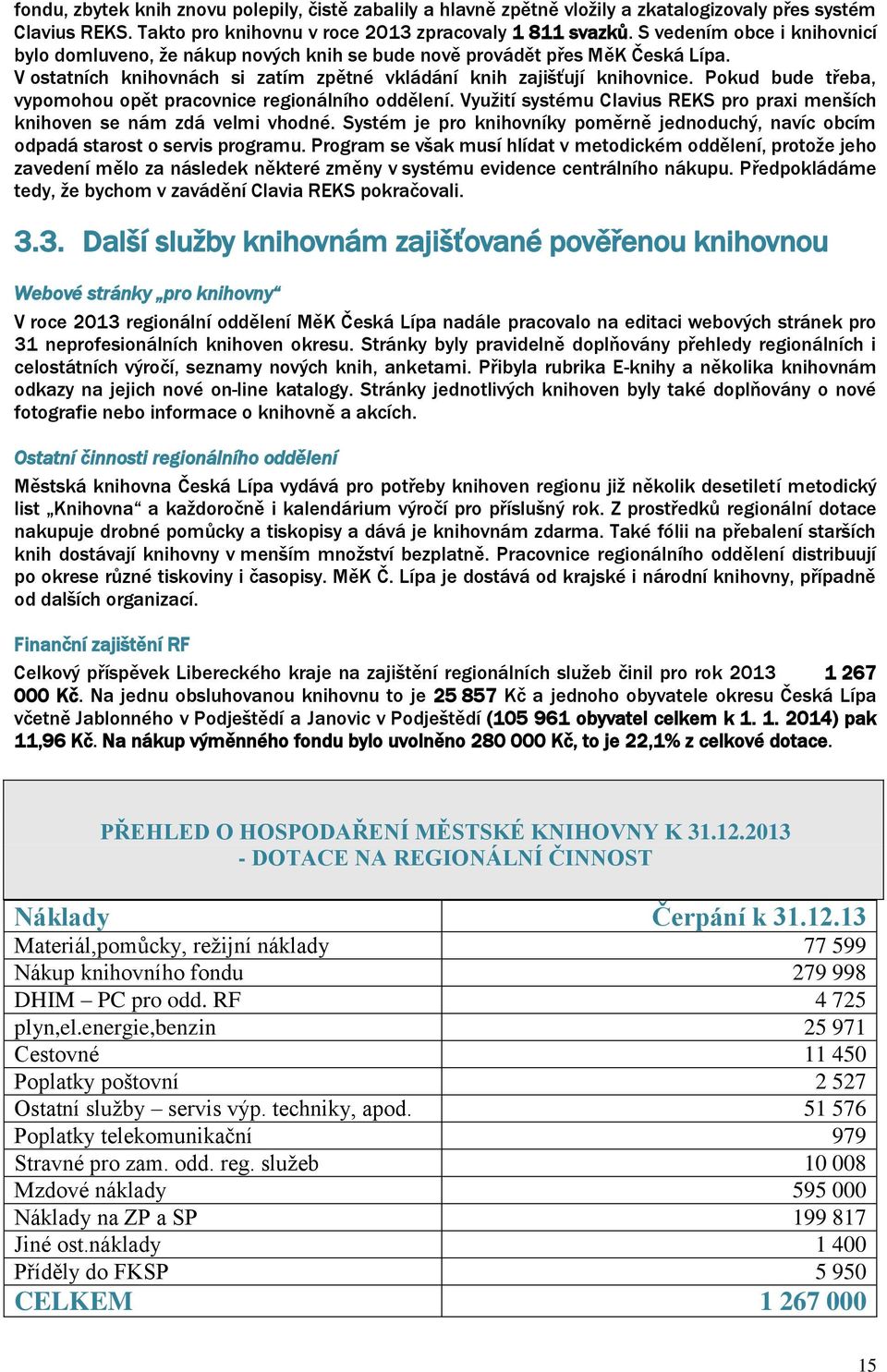 Pokud bude třeba, vypomohou opět pracovnice regionálního oddělení. Využití systému Clavius REKS pro praxi menších knihoven se nám zdá velmi vhodné.