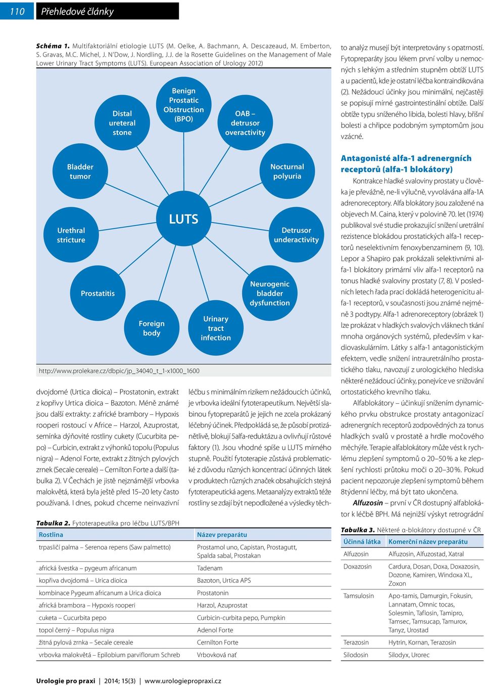 European Association of Urology 2012) Bladder tumor Urethral stricture Prostatitis Distal ureteral stone Foreign body dvojdomé (Urtica dioica) Prostatonin, extrakt z kopřivy Urtica dioica Bazoton.