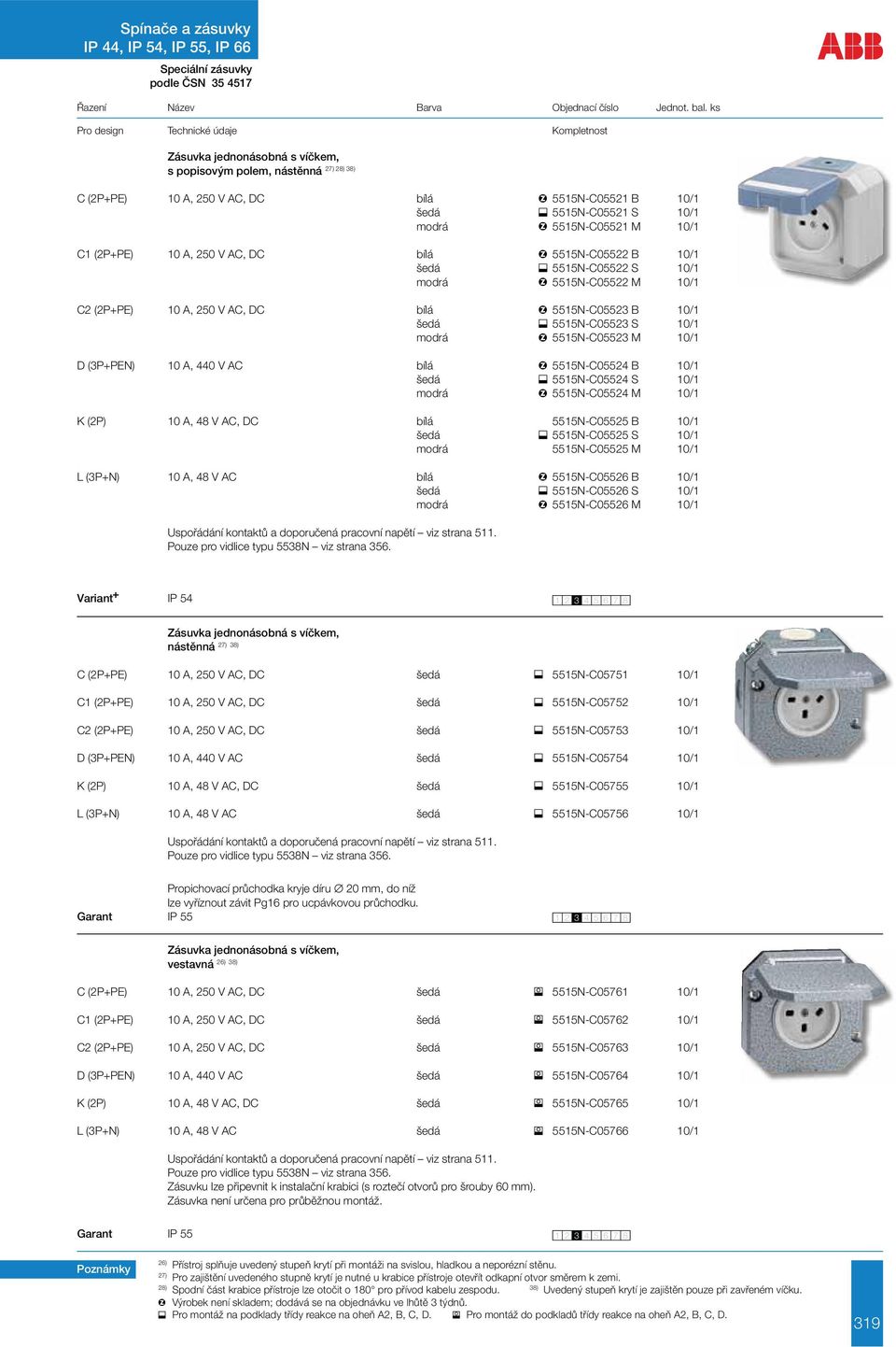 D (3P+PEN) 10 A, 440 V AC bílá 5515N-C05524 B 10/1 šedá 5515N-C05524 S 10/1 modrá 5515N-C05524 M 10/1 K (2P) 10 A, 48 V AC, DC bílá 5515N-C05525 B 10/1 šedá 5515N-C05525 S 10/1 modrá 5515N-C05525 M