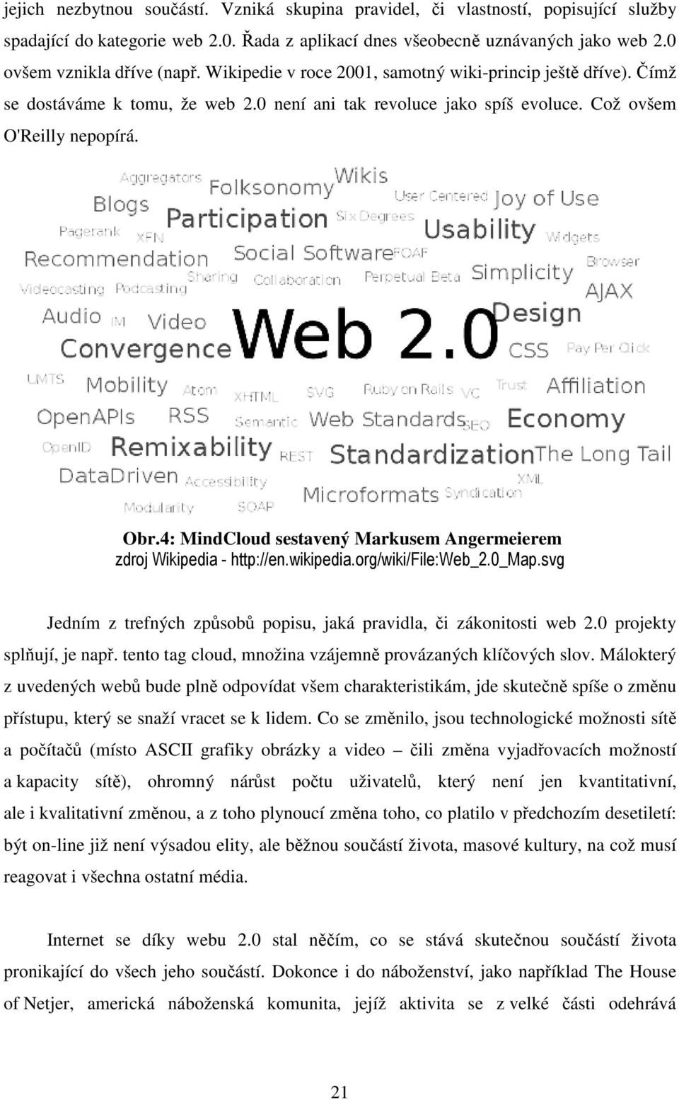 4: MindCloud sestavený Markusem Angermeierem zdroj Wikipedia - http://en.wikipedia.org/wiki/file:web_2.0_map.svg Jedním z trefných způsobů popisu, jaká pravidla, či zákonitosti web 2.