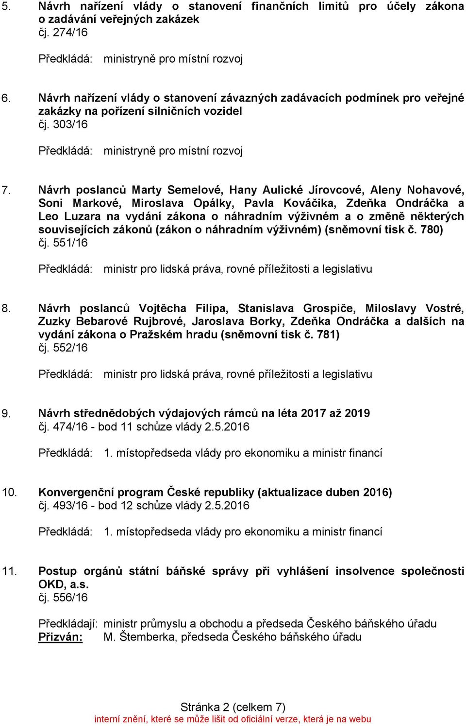 Návrh poslanců Marty Semelové, Hany Aulické Jírovcové, Aleny Nohavové, Soni Markové, Miroslava Opálky, Pavla Kováčika, Zdeňka Ondráčka a Leo Luzara na vydání zákona o náhradním výživném a o změně