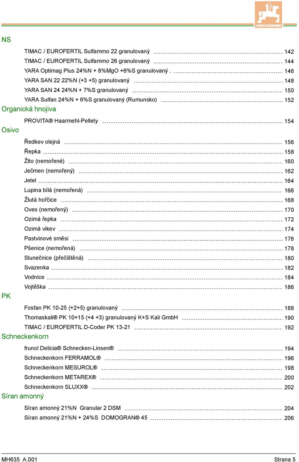 Ječmen (nemořený) Jetel Lupina bílá (nemořená) Žlutá hořčice Oves (nemořený) 70 Ozimá řepka 7 Ozimá vikev 7 Pastvinové směsi 7 Pšenice (nemořená) 7 Slunečnice (přečištěná) 0 Svazenka Vodnice Vojtěška