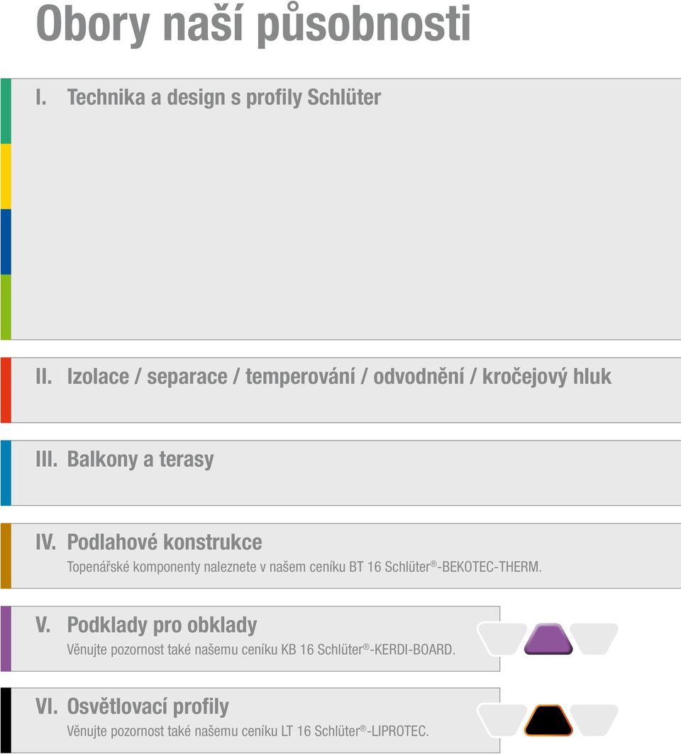 Podlahové konstrukce Topenářské komponenty naleznete v našem ceníku BT 16 Schlüter -BEKOTEC-THERM. V.