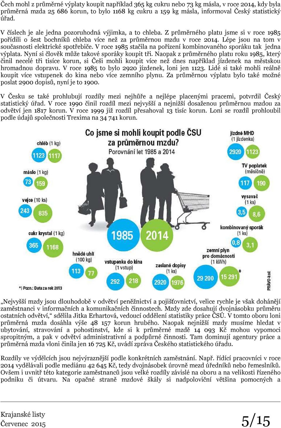 Lépe jsou na tom v současnosti elektrické spotřebiče. V roce 1985 stačila na pořízení kombinovaného sporáku tak jedna výplata. Nyní si člověk může takové sporáky koupit tři.