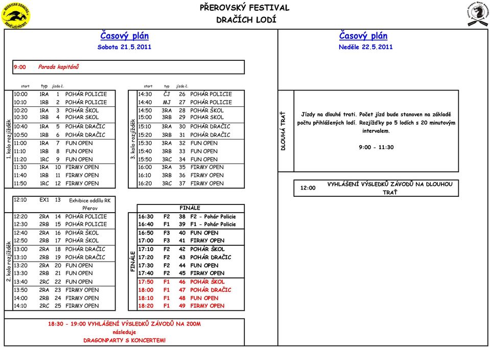 10:00 1RA 1 POHÁR POLICIE 14:30 ČJ 26 POHÁR POLICIE 10:10 1RB 2 POHÁR POLICIE 14:40 MJ 27 POHÁR POLICIE 10:20 1RA 3 POHÁR ŠKOL 14:50 3RA 28 POHÁR ŠKOL 10:30 1RB 4 POHÁR ŠKOL 15:00 3RB 29 POHÁR ŠKOL