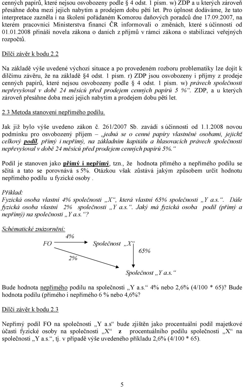 2007, na kterém pracovníci Ministerstva financí ČR informovali o změnách, které s účinností od 01.01.2008 přináší novela zákona o daních z příjmů v rámci zákona o stabilizaci veřejných rozpočtů.