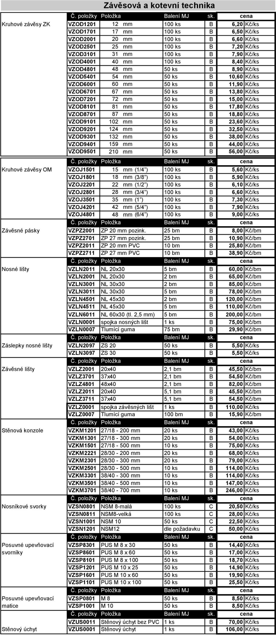 VZOD4001 40 mm 100 ks B 8,40 Kč/ks VZOD4801 48 mm 50 ks B 8,90 Kč/ks VZOD5401 54 mm 50 ks B 10,60 Kč/ks VZOD6001 60 mm 50 ks B 11,90 Kč/ks VZOD6701 67 mm 50 ks B 13,80 Kč/ks VZOD7201 72 mm 50 ks B