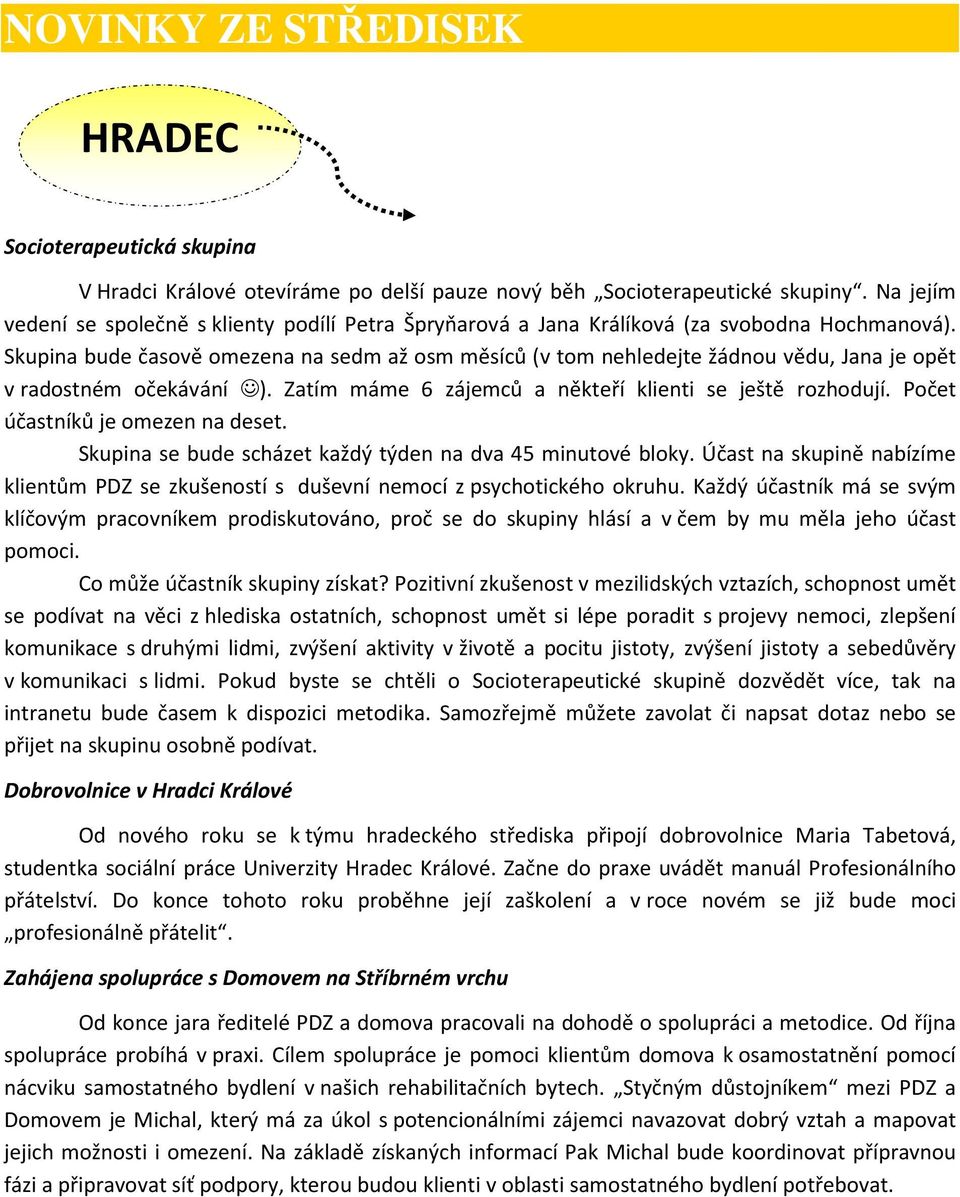 Skupina bude časově omezena na sedm až osm měsíců (v tom nehledejte žádnou vědu, Jana je opět v radostném očekávání ). Zatím máme 6 zájemců a někteří klienti se ještě rozhodují.