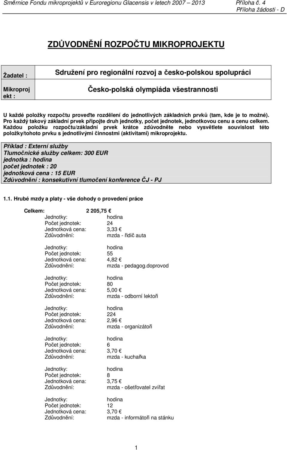 Každou položku rozpočtu/základní prvek krátce zdůvodněte nebo vysvětlete souvislost této položky/tohoto prvku s jednotlivými činnostmi (aktivitami) mikroprojektu.