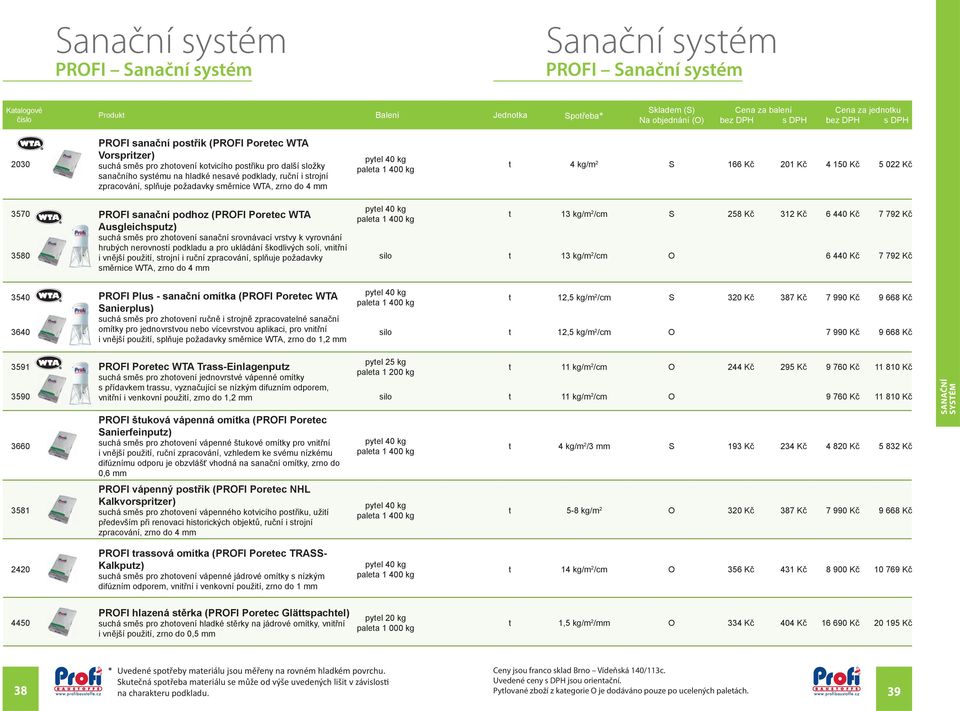 2 S 166 Kč 201 Kč 4 150 Kč 5 022 Kč 3570 PROFI sanační podhoz (PROFI Poretec WTA Ausgleichsputz) suchá směs pro zhotovení sanační srovnávací vrstvy k vyrovnání hrubých nerovností podkladu a pro