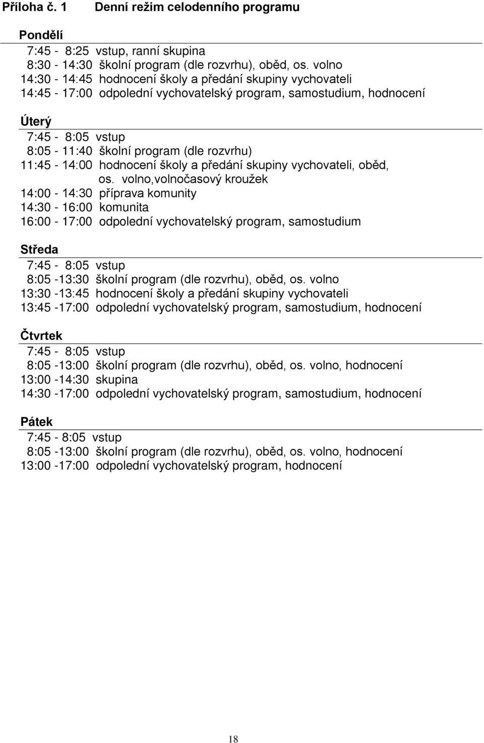 11:45-14:00 hodnocení školy a předání skupiny vychovateli, oběd, os.