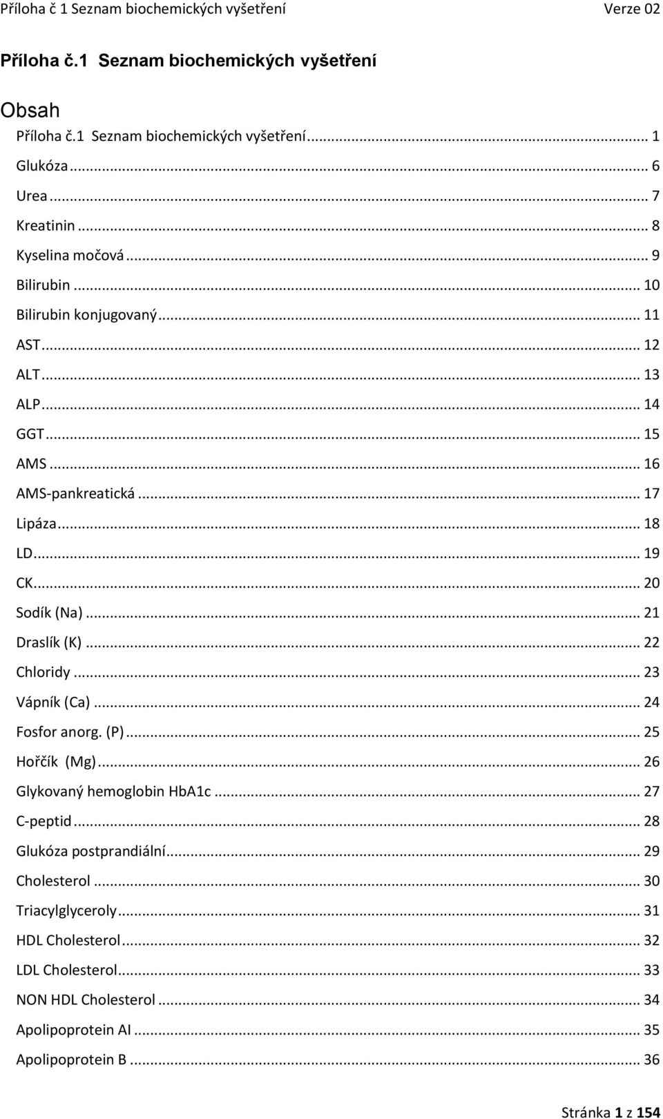 .. 22 Chloridy... 23 Vápník (Ca)... 24 Fosfor anorg. (P)... 25 Hořčík (Mg)... 26 Glykovaný hemoglobin HbA1c... 27 C-peptid... 28 Glukóza postprandiální.